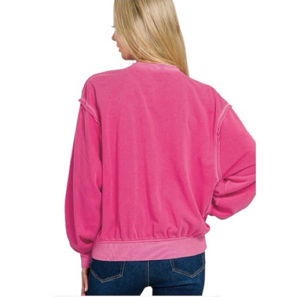 Zenana Outfitters Soft Fleece Pigment Dye
Pullover in Pink - Picture 2 of 9